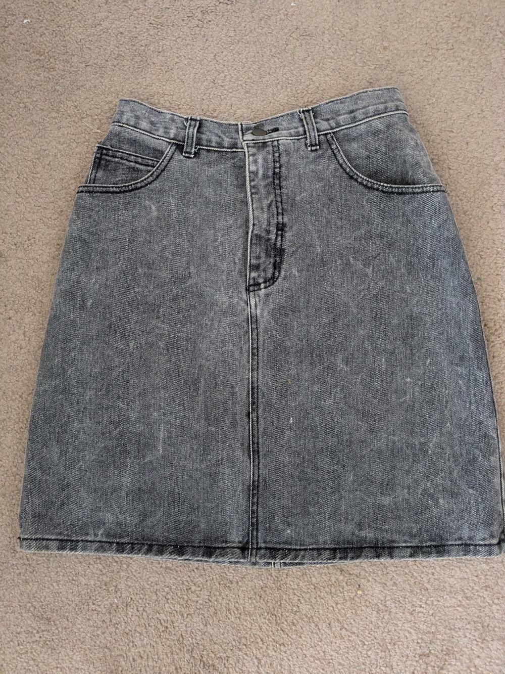 Vintage Georges Marciano for GUESS Acid Wash Black Denim Mini Skirt